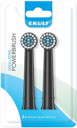 Ekulf PowerBrush black refill Black Refill 2 Stk, Medicin & Pleje, Tandbørster, Børstehoveder