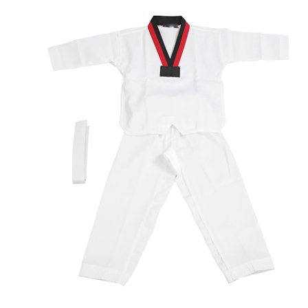 Taekwondo-uniform for barn med belte i polyester og bomull Pustende myk, sportkarate-uniform for barn for kampsporttrening for gutter, jenter L