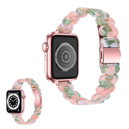 Apple Watch 42mm - 44mm stylish resin watch strap - Pink / Green