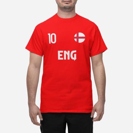 Englannin maajoukkueen punainen t-paita, jossa ENG & 10 jalkapallo euroa24 XL