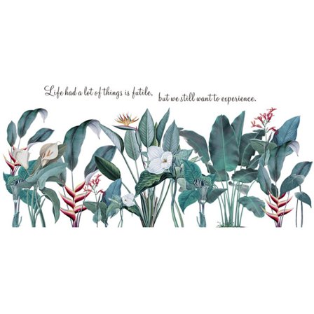 Nordisk plante frisk INS-stil, veggklistremerker plante soveromsdekorasjon layout seng bakgrunn selvklebende tapet, frodig