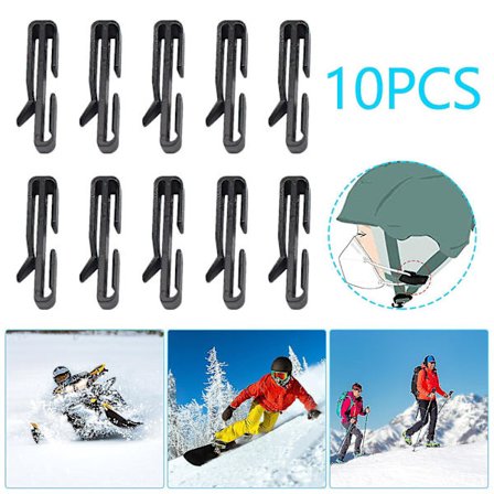 10 stk. Skibrille Clip, Skihjelm Clip, Hjelm Mandrel, Goggle Clip, On-Helmet Hook (48mm)
