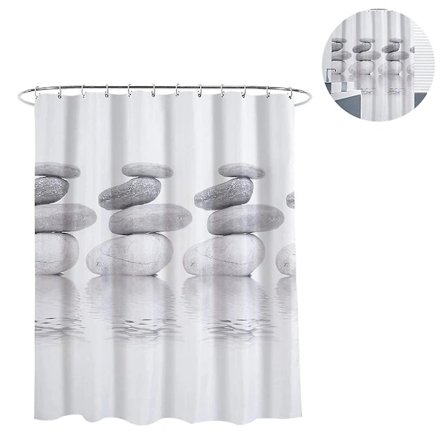 Duschdraperi | Duschdraperi 180*200 - Grå staplade stenar