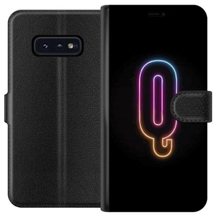 Kompatibelt Lommeboketui til Samsung Samsung Galaxy S10e Minimalistisk neonbokstav Q i skinnende farger mot mørk bakgrunn