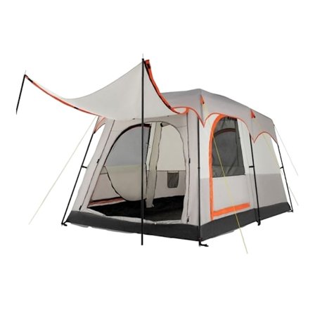 6-personers campingtelt med skillevæg og regnslag
