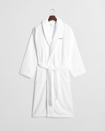 GANT Wohnaccessoires Jacquard Herringbone Bademantel (S) Weiß