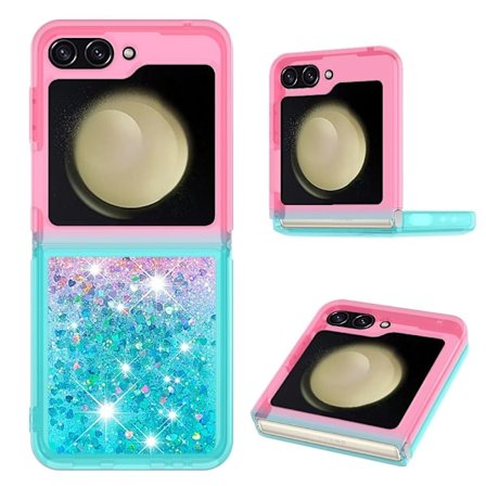 Samsung Galaxy Z Flip6 5G Fodral YB Quicksand Series-3 Gradient Quicksand Flexibelt mobilskal - Lila + Himmelsblå