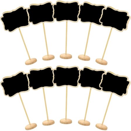 Mini kridttavle 10 stk. Små trækridttavler Beskedtavle Skilte Prismærke med holder til bryllupsfest Blomsterpotteetiket