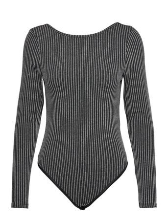 Drewgz Glitter Ls Bodystock Body Bodysuit Sort Gestuz