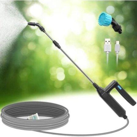 Elektrisk spruta, teleskopisk lans elektrisk takspruta, USB-uppladdningsbar trädgårdsspruta, bärbar trädgårdsspruta med munstycken och 3M slang