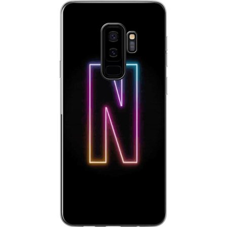 Kompatibel Mobilcover til Samsung Samsung Galaxy S9+ Minimalistisk neonbogstav N i farveskiftende lys mod sort baggrund