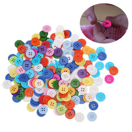 200 stk blandede farvede knapper i harpiks 15 mm runde 4 huller børnetrøje skjorte spænde