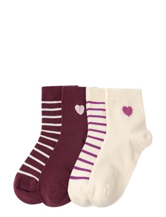 Lindex Sock High Ankle 4 P Stripes An - Burgundy - 39/41