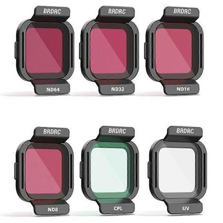 BRDRC 6 stk. linsefiltersett for DJI Flip, UV + CPL + ND8 + ND16 + ND32 + ND64 kameratilbehør