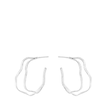 Pernille Corydon Small Double Wave Hoops Örhängen Dam Silver ONESIZE