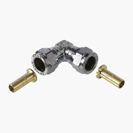 PEX Vinkelskarv 22 x 22 mm Kromad Mässing - Biltema