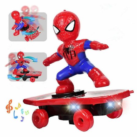 Elektrisk Spiderman Scooter Skateboard Legetøj til Børn Med Lys Musik 360 Tumbler S35