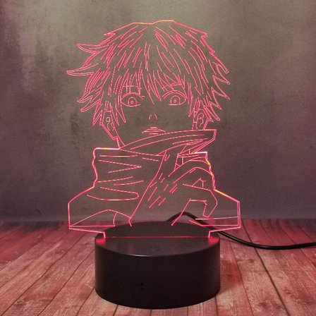 3D LED Bordlampe Anime Natlampe Cool Boy Satoru Gojo Lampe til Fødselsdagsgave 16 Farveskift & 4 Blinktilstande med Touch Fjernbetjening Hom