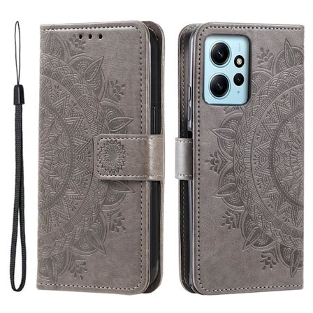 SKALO Xiaomi Redmi Note 12 4G Mandala Flip Cover - Grå