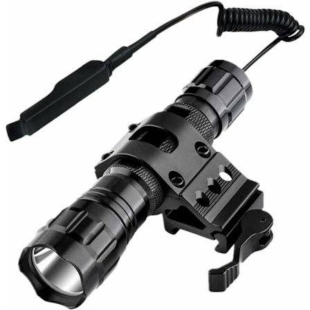 WF-501B Taktisk Jagtlygte, 1500 Lumen Enkelt Tilstand Vandafvisende Lommelygte med Fjernbetjeningstrykknap og Picatinny Skinne Offset Ring 