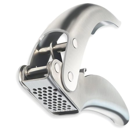 Høy kvalitet hvitløkspresse, rustfritt stål hvitløkshakker, kraftig profesjonell dobbel spak hvitløksknuser med stor kapasitet -