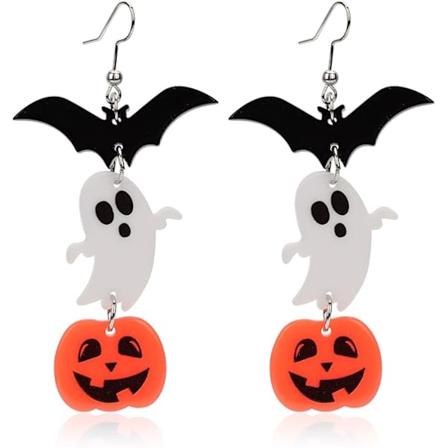 Halloween-aavehkorvakorut, akryyli-kurpitsakorvakorut Lepakko-aave-kurpitsakorvakorut s p t aavekorvakorut Pelottavat korut