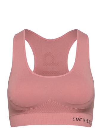 Rib Seamless Bra Lingerie Bras & Tops Sports Bras - ALL Lyserød Stay In Place