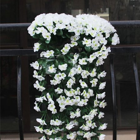 Levende kunstig hengende orkidé Bukett Silke Lang hengende Busk Blomster Streng Bryllupsfest Hjemmeinnredning