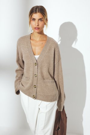 NA-KD Stickad kofta i ullblandning - Koftor & Cardigans - Beige - S