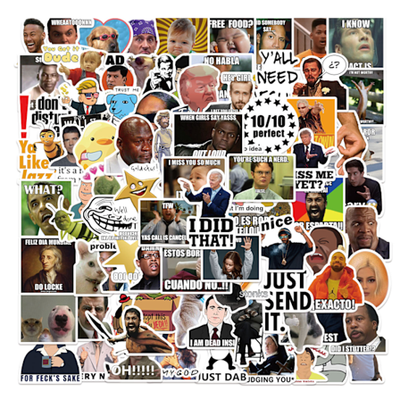 100 stk sjove MEME-klistermærker til bærbar computer, trendy vinyl-klistermærker til computer, telefoner, MacBooks (vandtætte) KLB