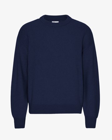 Oversized Merino Wool Crew - Marine Blue S