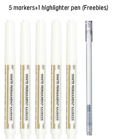 Vit Markeringspenna Levereras med en Överstrykningspenna, Fin Spets, Konstnärsmaterial för Studenter, Däck, Glas, Sten, Metall, Graffiti-papper