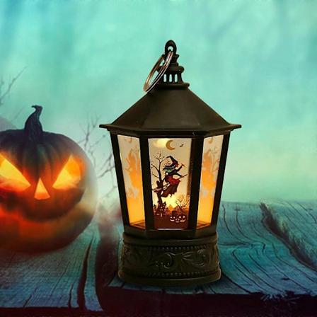 Halloween LED-lys Batteridrevet Hengende Retro Lykt Ornamenter Veranda Fest Halloween Dekorasjon B