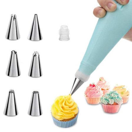 Spritsmunstycken, 8 delar rostfritt stål DIY-kit, 6 munstycken, 1 P