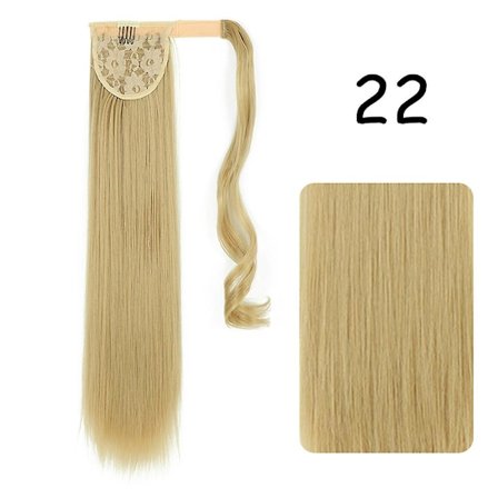 Langt, rett hårstykke med klips - Naturlig falsk hestehaleforlengelse med hårnåler - Høytemperatur syntetisk hestehale
