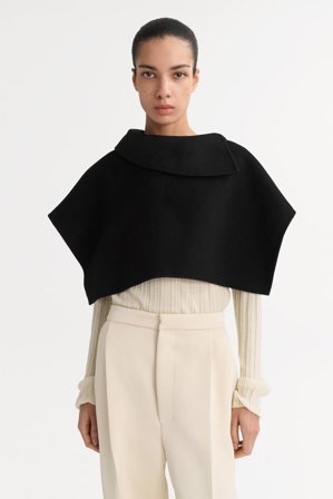 Soft Goat - Woven collar - Cashmere scarf - One Size - Black