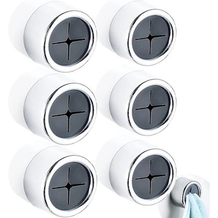 6 stk. Push-kroge til håndklæde, selvklæbende køkkenhåndklædeholder, runde væg- og dør-monterede håndklædekroge til køkkenskabe, badeværelse, hjem til