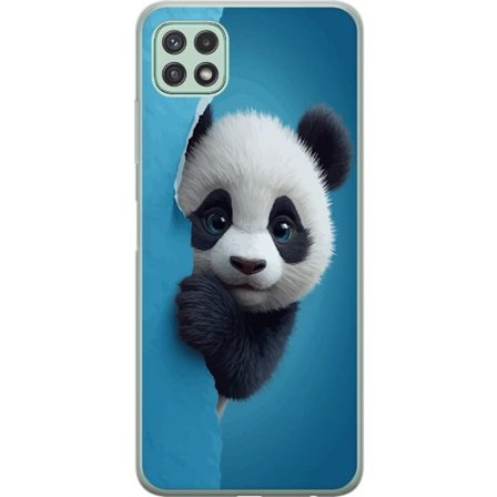 Kompatibelt Mobildeksel til Samsung Samsung Galaxy A22 5G Søt panda som ser ut gjennom papir i en myk 3D-illustrasjon
