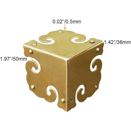 4 stk. Vintage hjørnebeskyttere i ren messing til skrivebord, smykkeskrin,