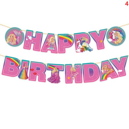 TG Barbie-tema Fødselsdagsfestdekorationer Ballongflag Banner Ca 4