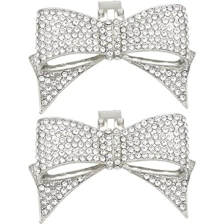 1 par sløjfe skoclips (sølv), aftagelige sko Charm sløjfe sko Smykker dekoration sko tilbehør Kvinders brud bryllup bold fest sko