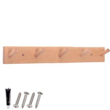 2 stk. Væghængte Bueformede Frakkeholdere i Træ med Lim - Til Hundeleashes, Jakker osv.