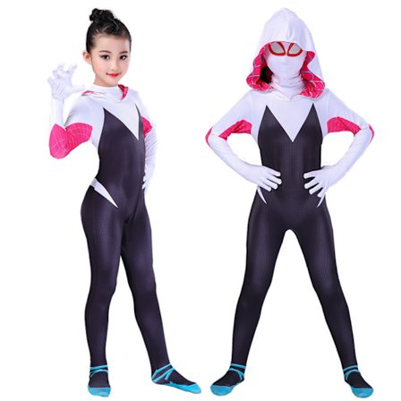 Halloween Ghost Spider Gwen med Mask Cosplay KlÃ¤der Kid zy