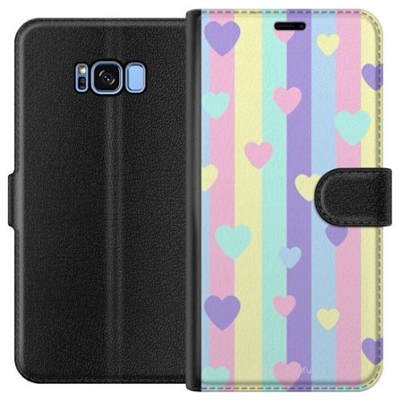 Yhteensopiva Lompakkokotelo Samsung Galaxy S8 Pastelliraitoja pinkissä, keltaisessa, violetissa ja sinisessä, joissa on hajallaan pehmeitä kawaii-tyyl