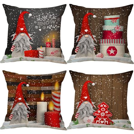 Julgonk Tyynynpäälliset, 4 kpl, Joulukoristeet Ruotsalainen Tonttu Tyynynpäällinen 45 x 45 cm Talviloman Koristeluun