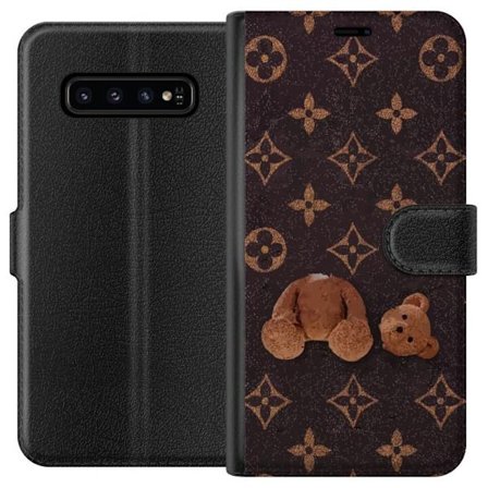 Yhteensopiva Lompakkokotelo Samsung Samsung Galaxy S10 Graafinen monogrammikuvio, jossa taiteellisesti muotoiltu nalle