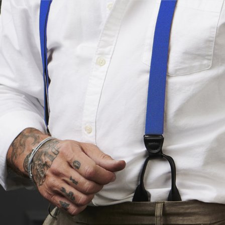 Smalle Blauwe Splitknoop Bretels voor mannen - Bretels met knopen