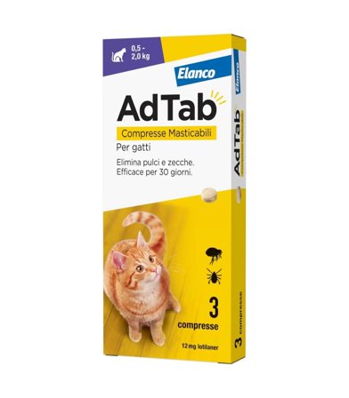 Adtab Per Gatti Da 0,5 A 2kg 3 Compresse Masticabili 12mg