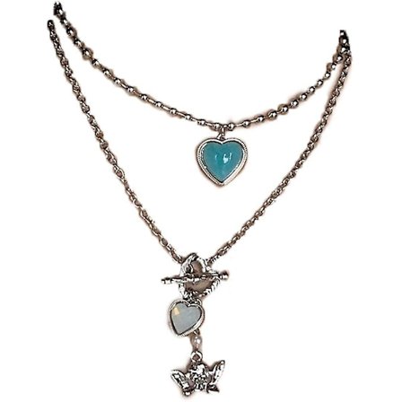 Turkos Hjärta Vinkel Charm Hänge Lagerkedja Halsband
