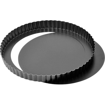 Bølgekant Non-Stick Tærteform, Varmebestandig Let Rengørlig Quicheform, Aftagelig Bund Til Køkken, Kraftigt Kulstofstål Alsidigt Værktøj, 28 X 28 X 3 